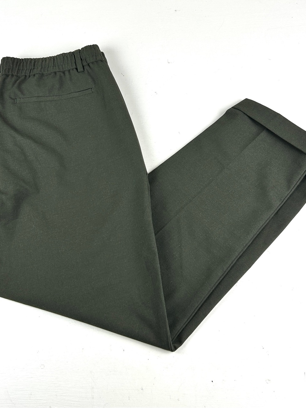Banana Republic Dress Pants Mens 36x32 Green Polyester Blend Drawstring Cuffed